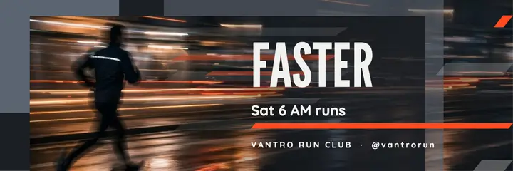 Vantro Run Club night run header, motion blur template