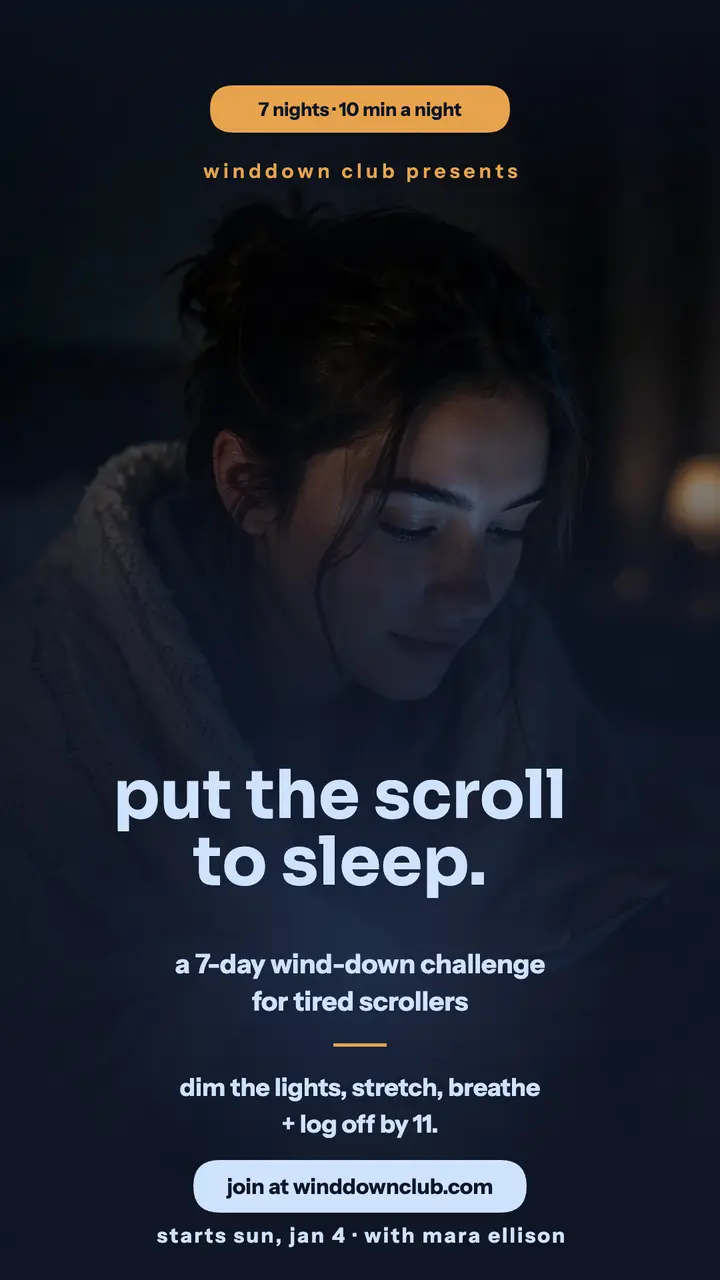 Winddown Club night scroll reset glow story template