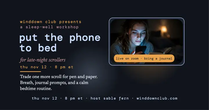 Winddown Club sleep-well workshop post: sleep workshop post template