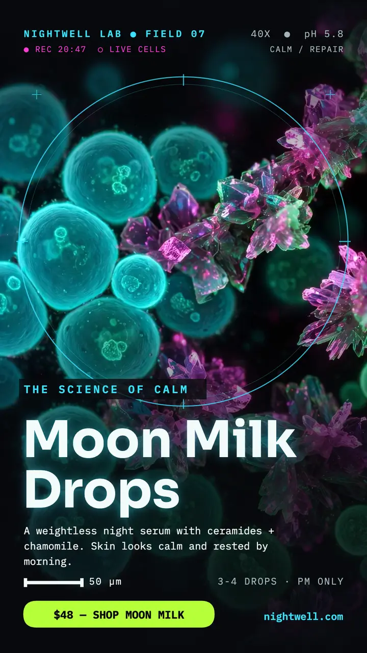 Nightwell Moon Milk Drops micrograph story template