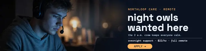 Northloop Care night owls hiring banner: night shift hiring banner template