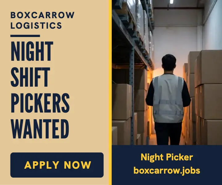 Boxcarrow night shift picker hiring ad template