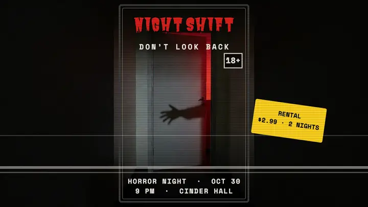 Cinder Hall Night Shift horror night thumbnail template