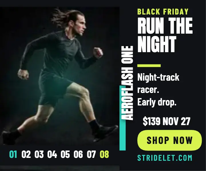 Stridelet night sprint shoe drop ad template
