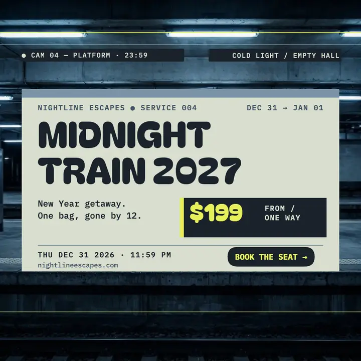 Nightline Escapes midnight train New Year post template
