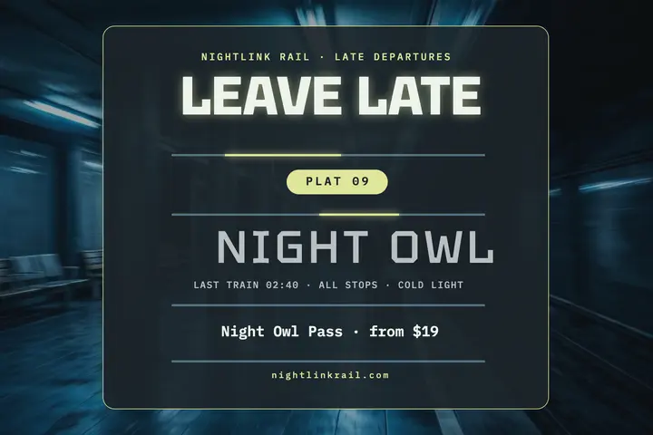 Nightlink Rail late departures postcard template