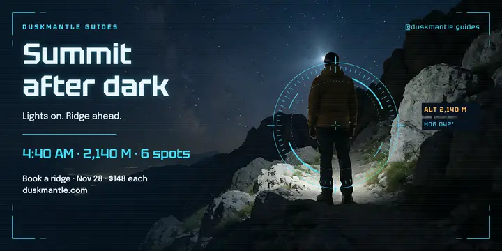 Duskmantle night summit hike HUD post template
