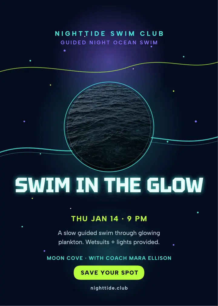 Nighttide Swim glow night invite template