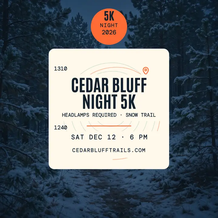 Cedar Bluff night trail run topo post template