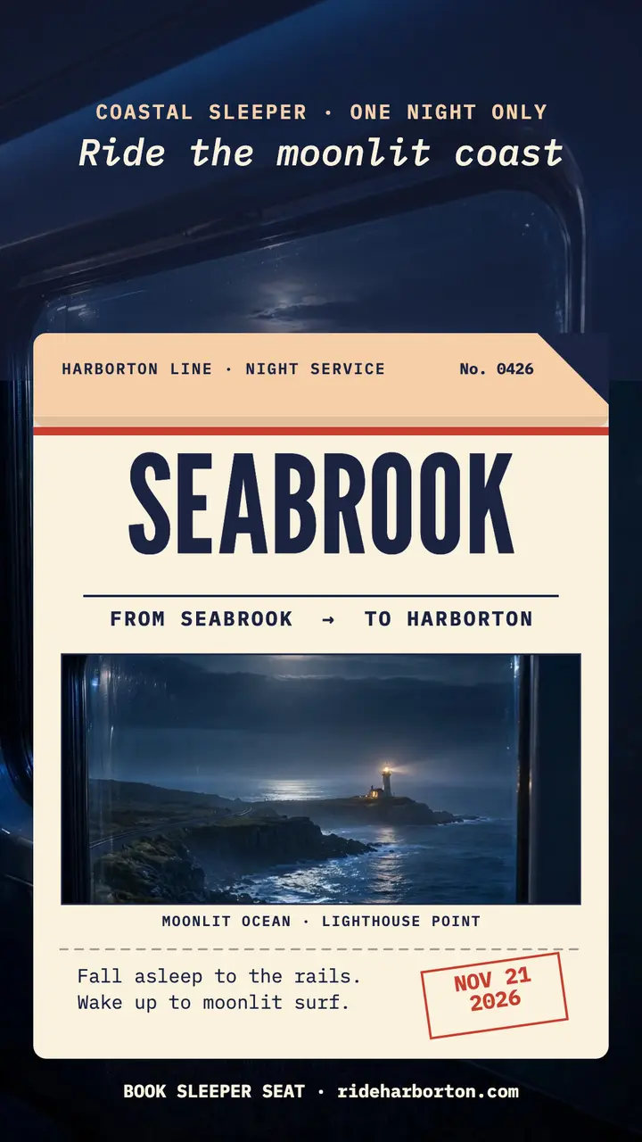 Seabrook night train ticket story template