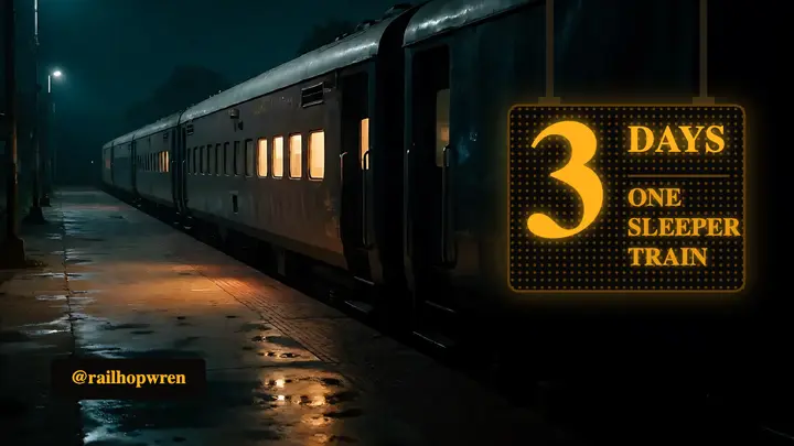 Night train travel thumbnail with LED day counter template