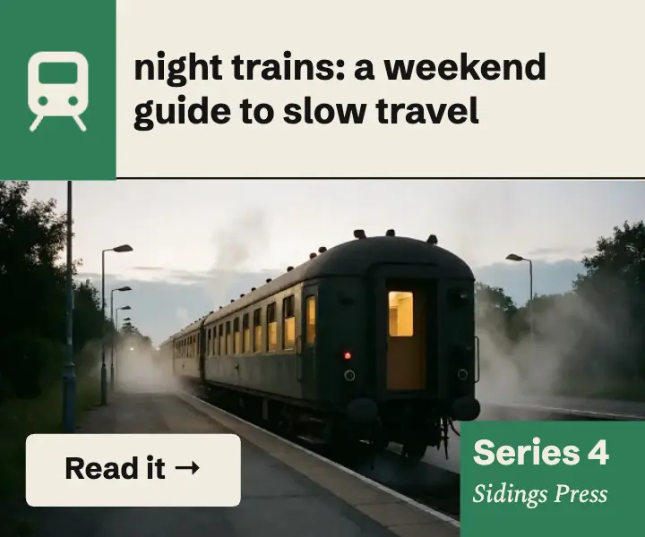 Night trains guidebook series display ad: guidebook display ad template