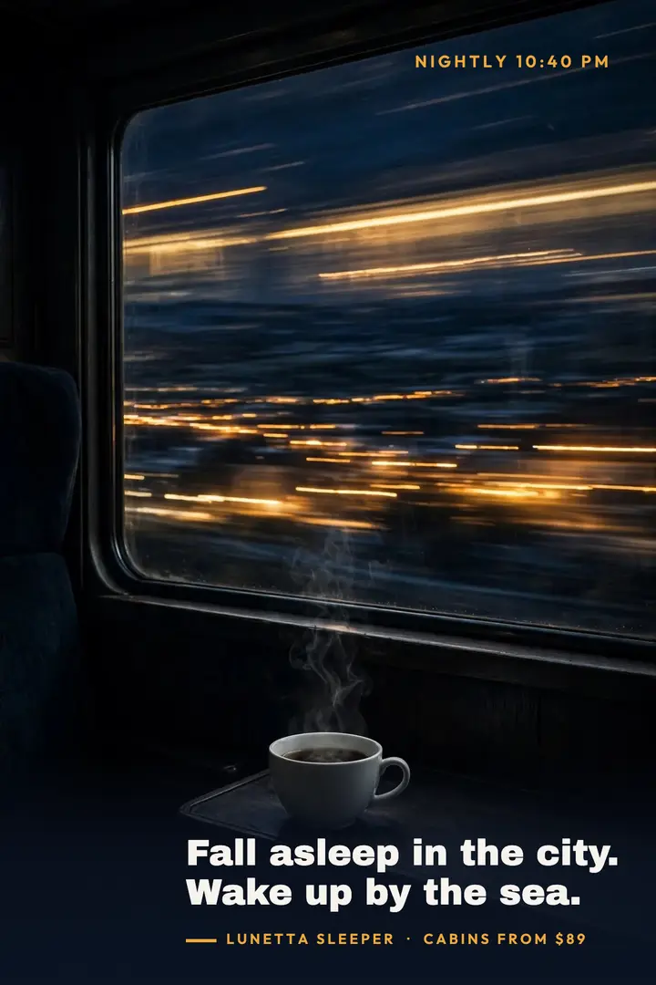 Lunetta Sleeper night train poster template