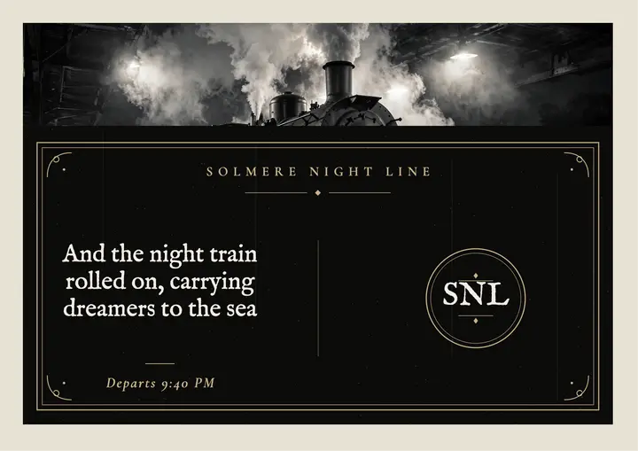 Solmere Night Line silent film title card template