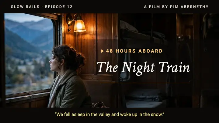 Slow Rails night train vlog thumbnail template