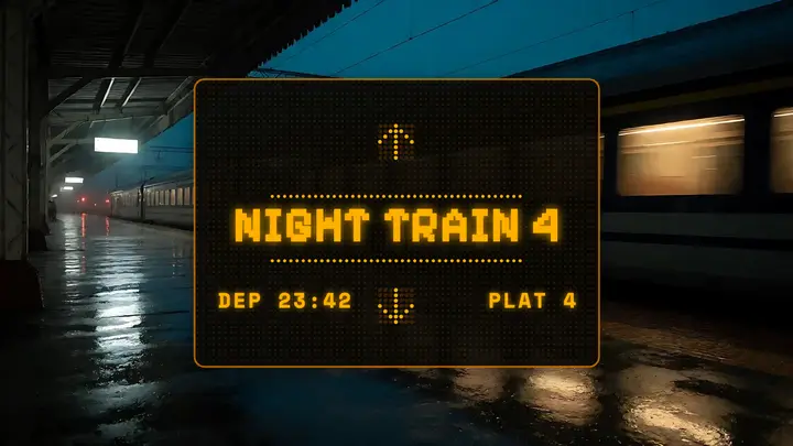 Night train 4 departure board vlog thumbnail template