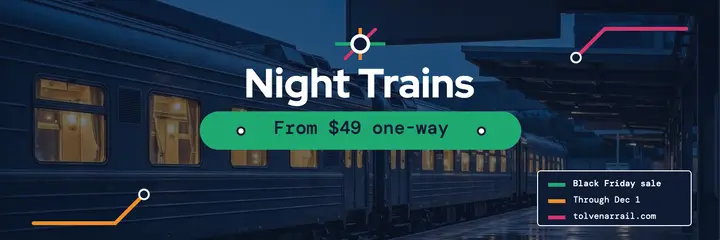 Tolvenar Rail Night Trains Black Friday header template