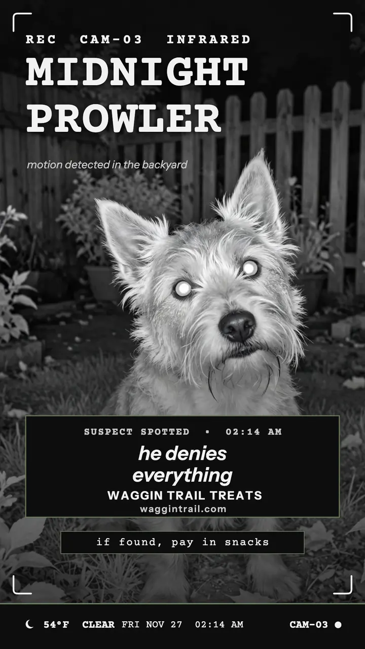 Midnight prowler night-cam pup story: night-cam dog story template