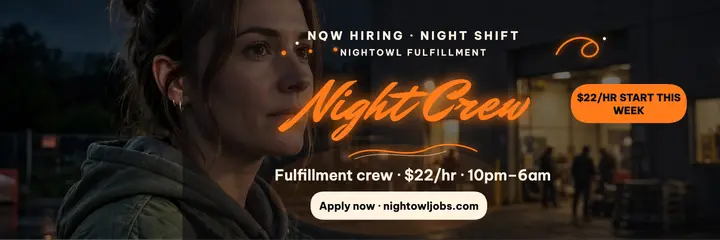 Nightowl night crew hiring header: hiring night crew header template