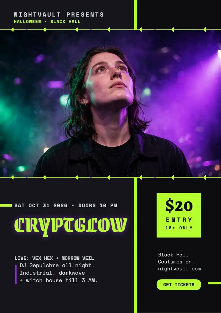 Nightvault Cryptglow goth night flyer template