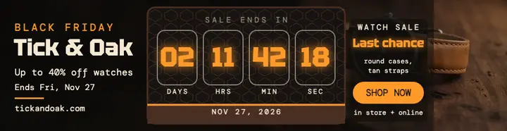 Tick and Oak Black Friday countdown billboard template