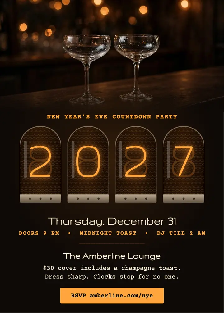 Amberline New Year's Eve countdown invitation template