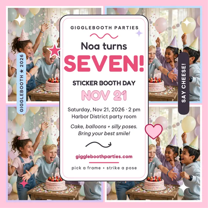Noa seventh birthday sticker post template