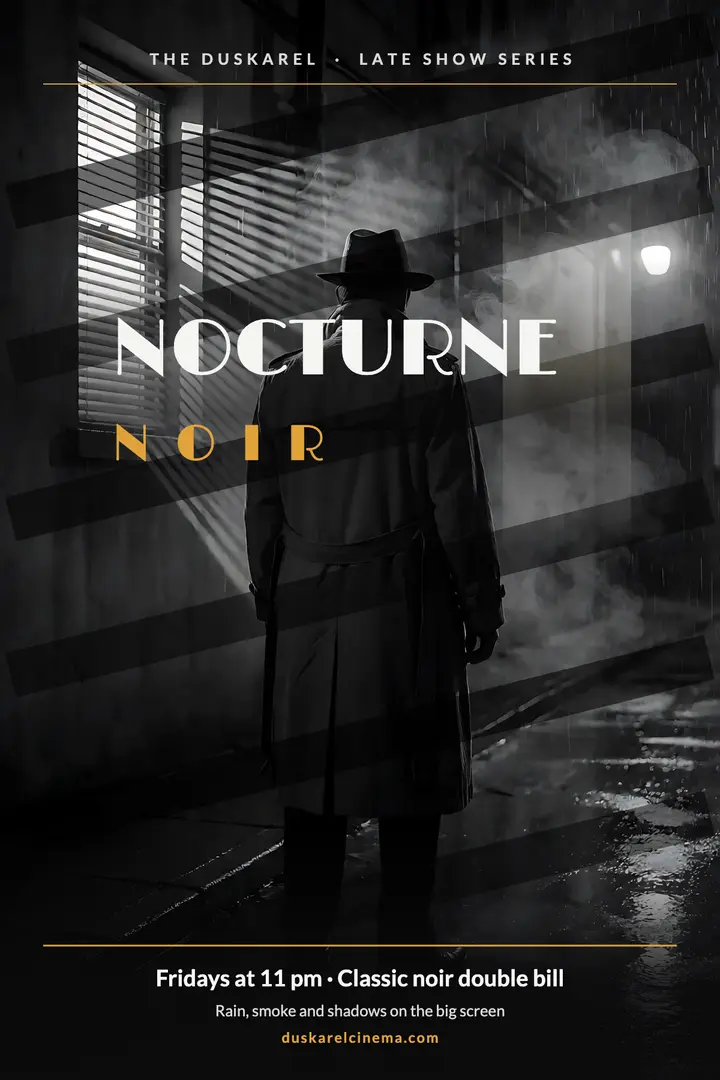 Nocturne noir screening poster, The Duskarel cinema template