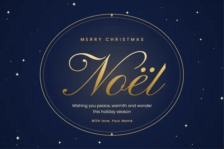 Noël midnight and gold Christmas postcard template