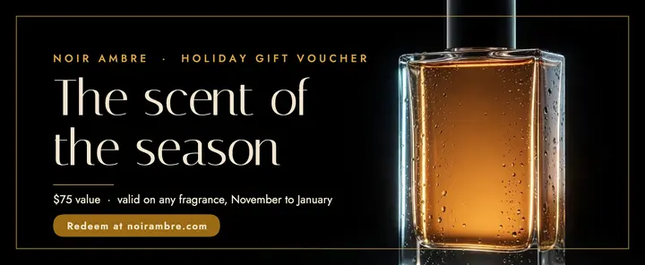 Noir Ambre holiday gift voucher: perfume gift voucher template