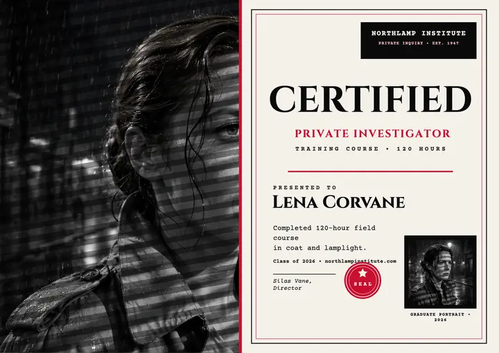 Northlamp detective course certificate template