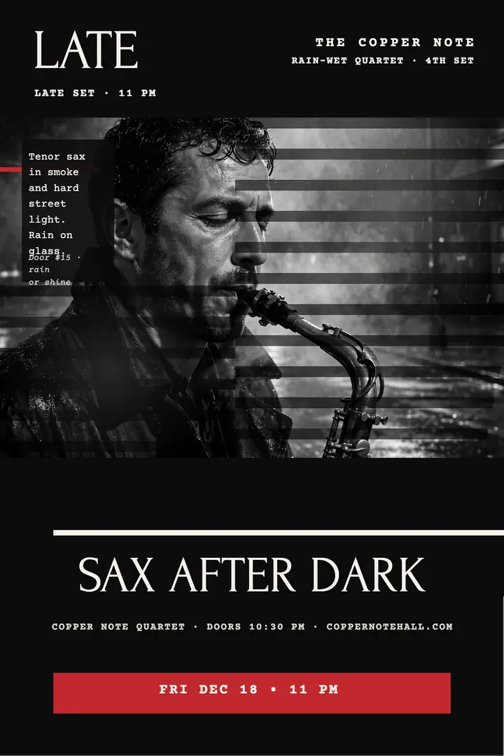 Copper Note late jazz night noir poster template