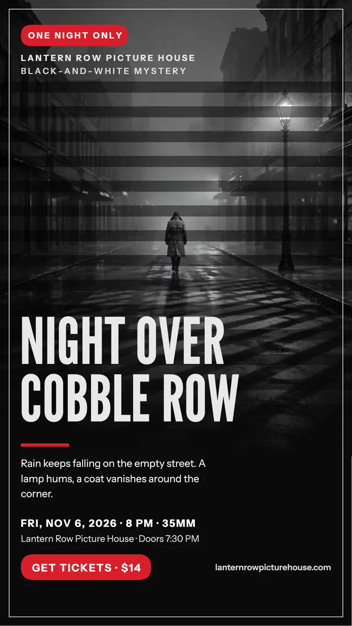 Night Over Cobble Row noir film night story template