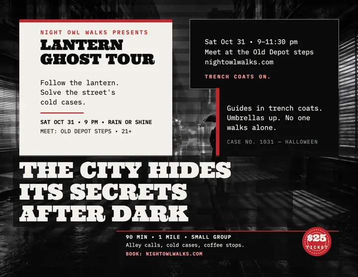 Night Owl Walks lantern ghost tour flyer template