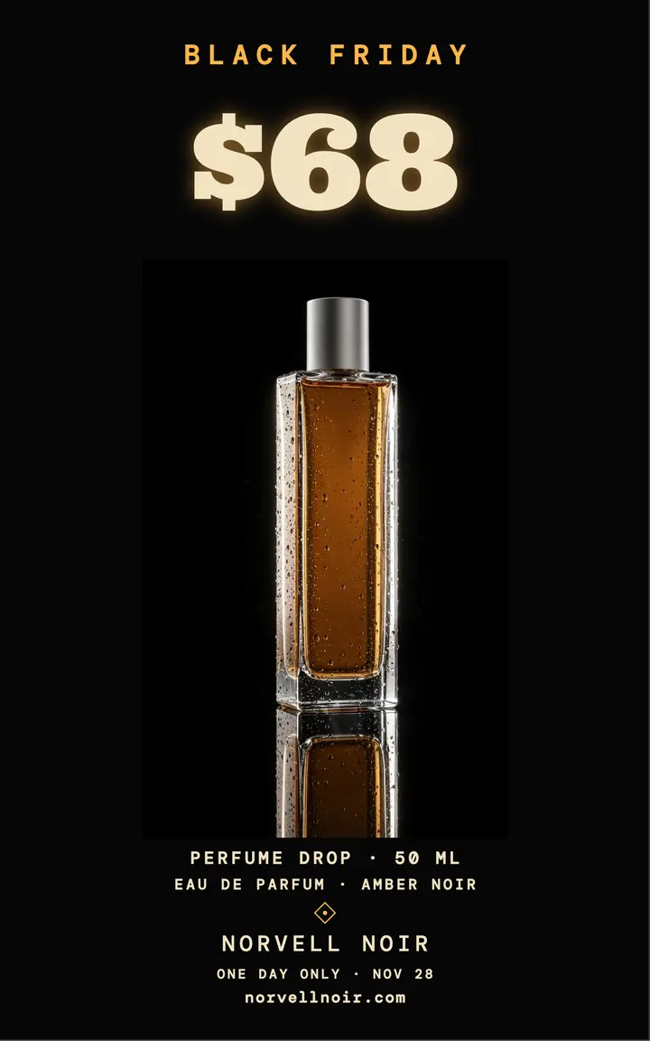 Norvell Noir black friday perfume cover: perfume sale cover template