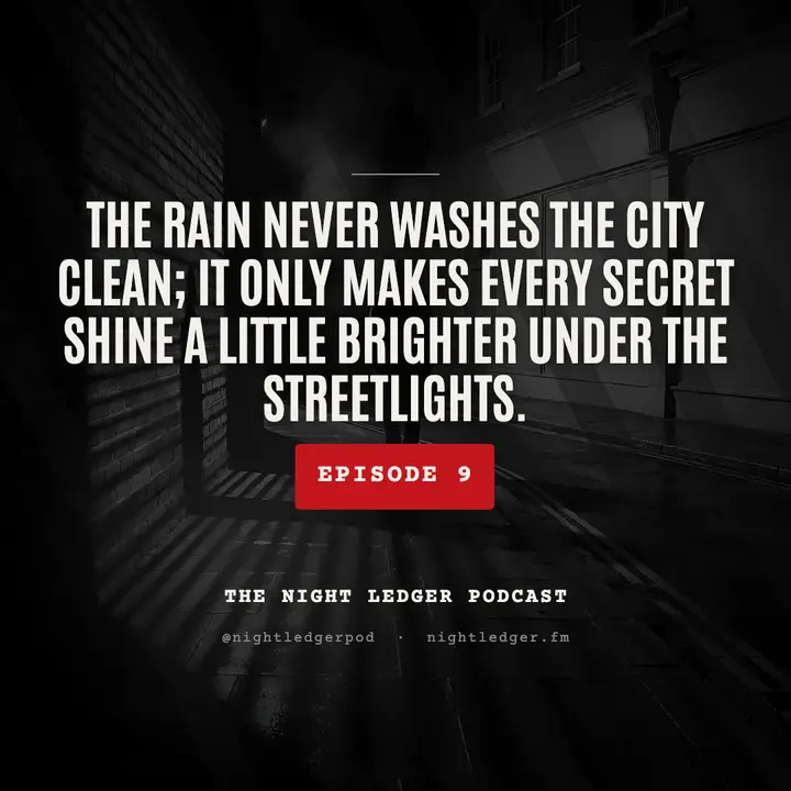 Noir detective podcast rain quote card template