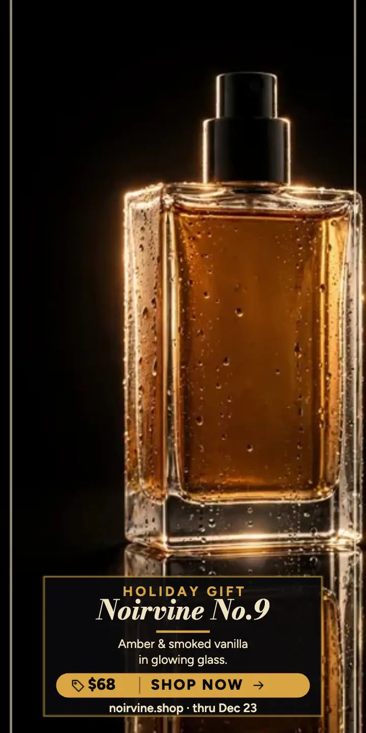 Noirvine No.9 holiday perfume gift ad template