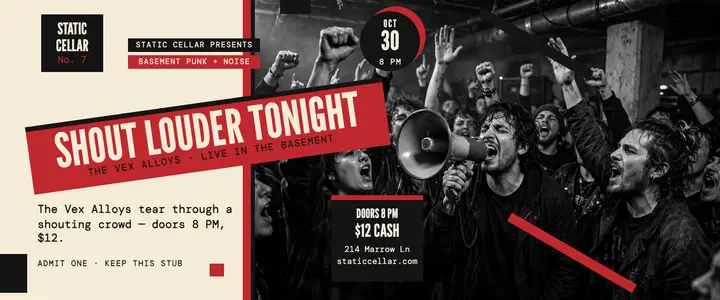 Static Cellar noise night ticket template
