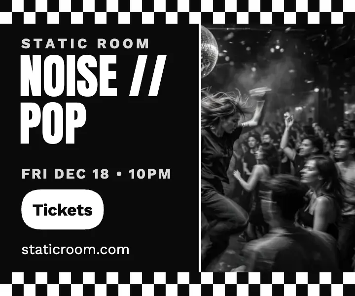 Static Room Noise Pop checker ad: club night ad template