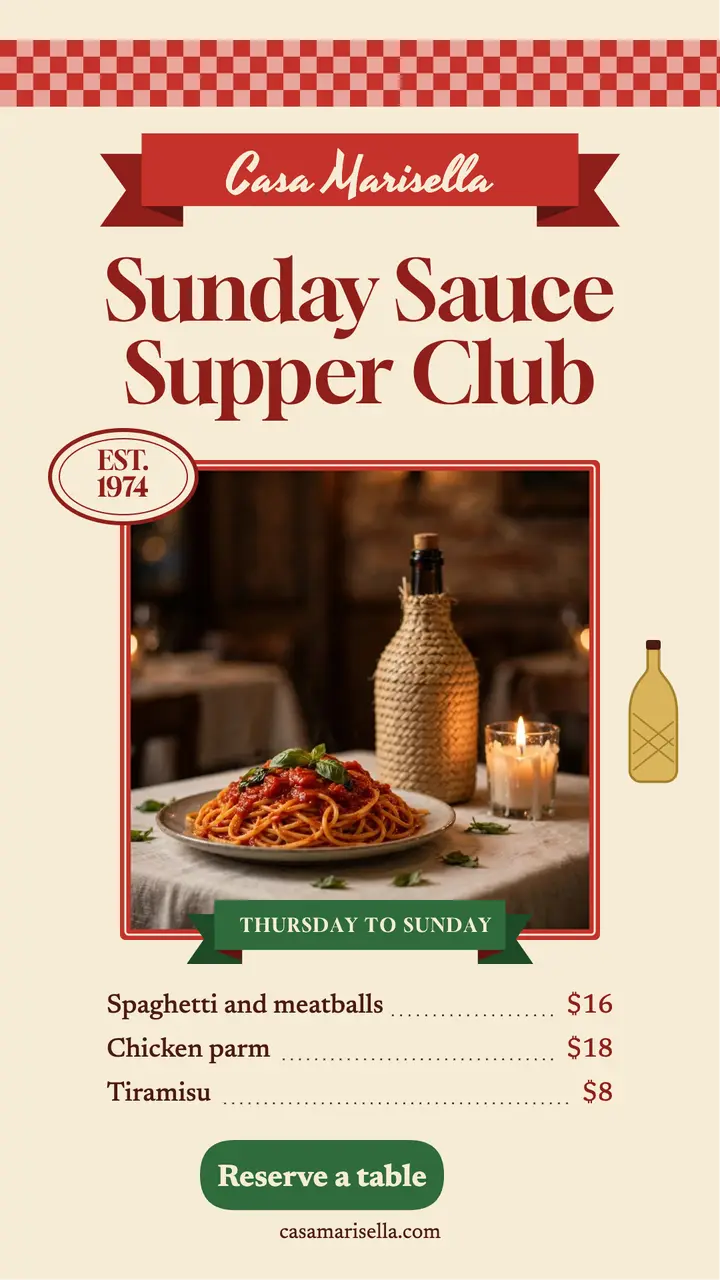 Casa Marisella Sunday supper trattoria story template