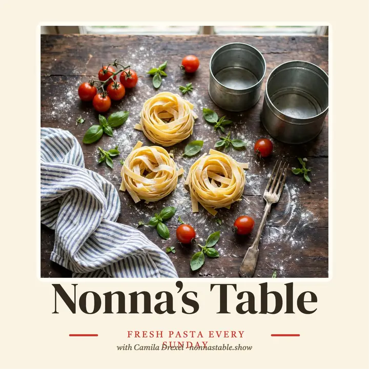 Nonna's Table pasta podcast cover: pasta podcast cover template
