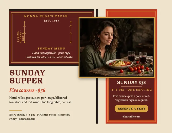 Nonna Elba's Sunday supper flyer template