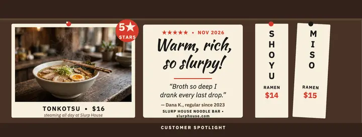 Slurp House noodle bar review cover template