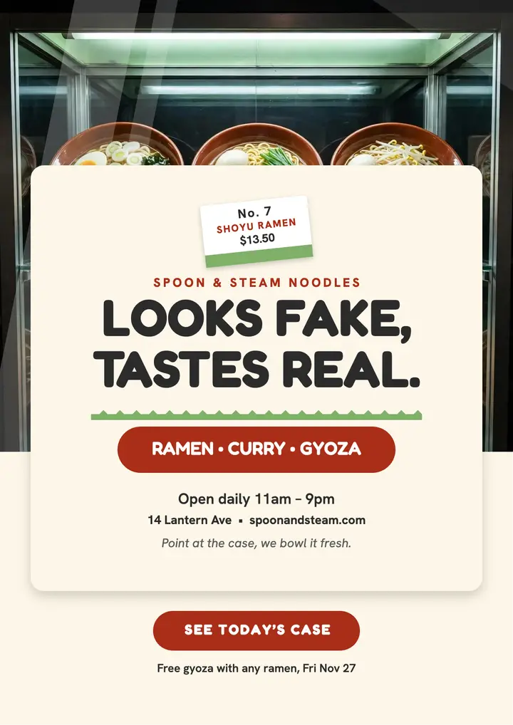 Spoon and Steam replica case flyer template