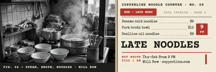 Copperline late noodle menu header template