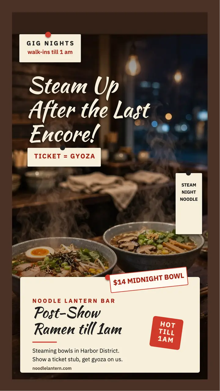 Noodle Lantern late ramen gig story template