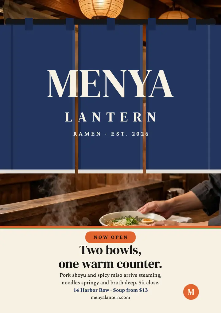 Menya Lantern ramen shop flyer: ramen shop flyer template