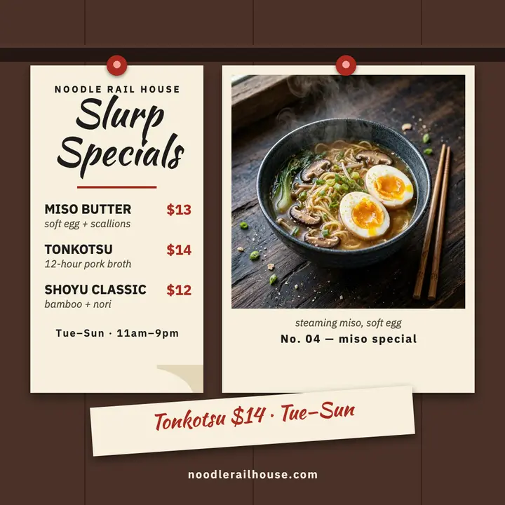 Noodle Rail House ramen specials template