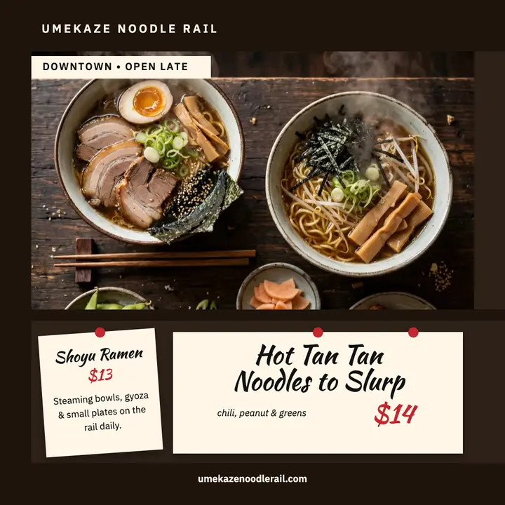 Umekaze Noodle Rail strip menu post template