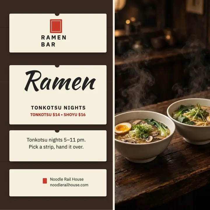 Noodle Rail House ramen strip menu post template